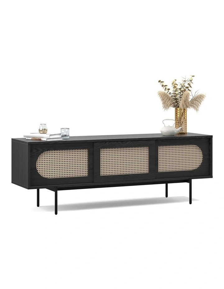 Fenton Woven Rattan Tv Entertainment Unit In Black Oak image 1