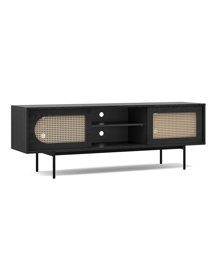 Fenton Woven Rattan Tv Entertainment Unit in Black image 3