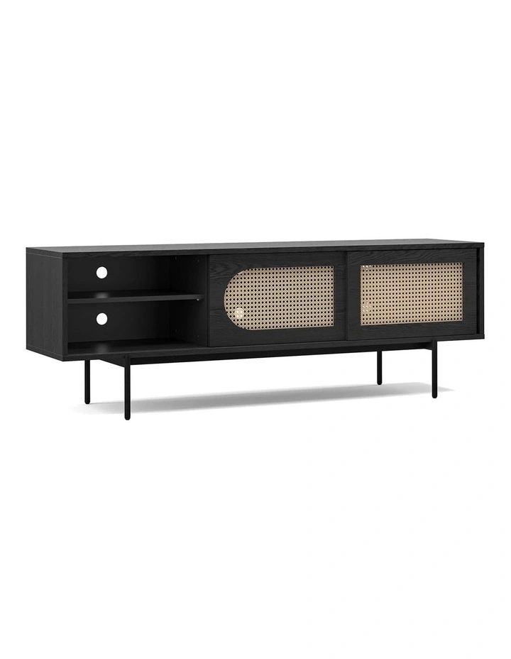 Fenton Woven Rattan Tv Entertainment Unit in Black image 4