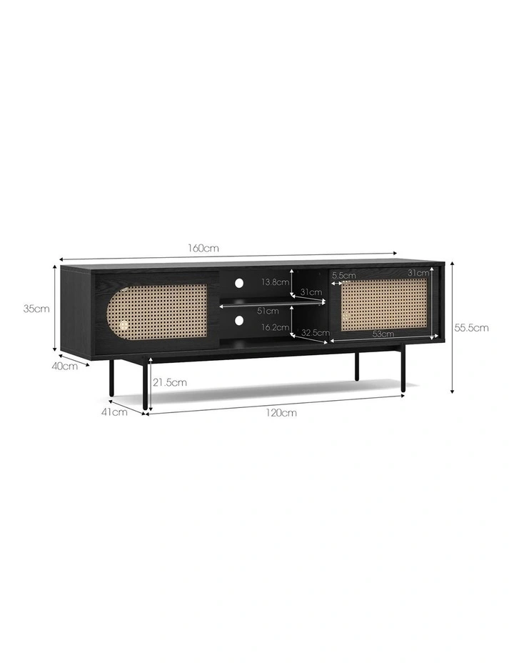 Fenton Woven Rattan Tv Entertainment Unit in Black image 7