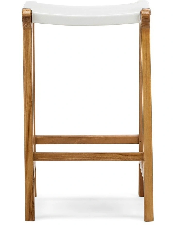 Casey Flat Leather Barstool 66cm In White image 2