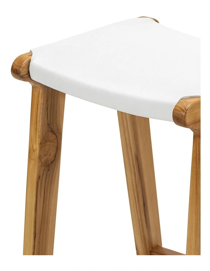 Casey Flat Leather Barstool 66cm In White image 4