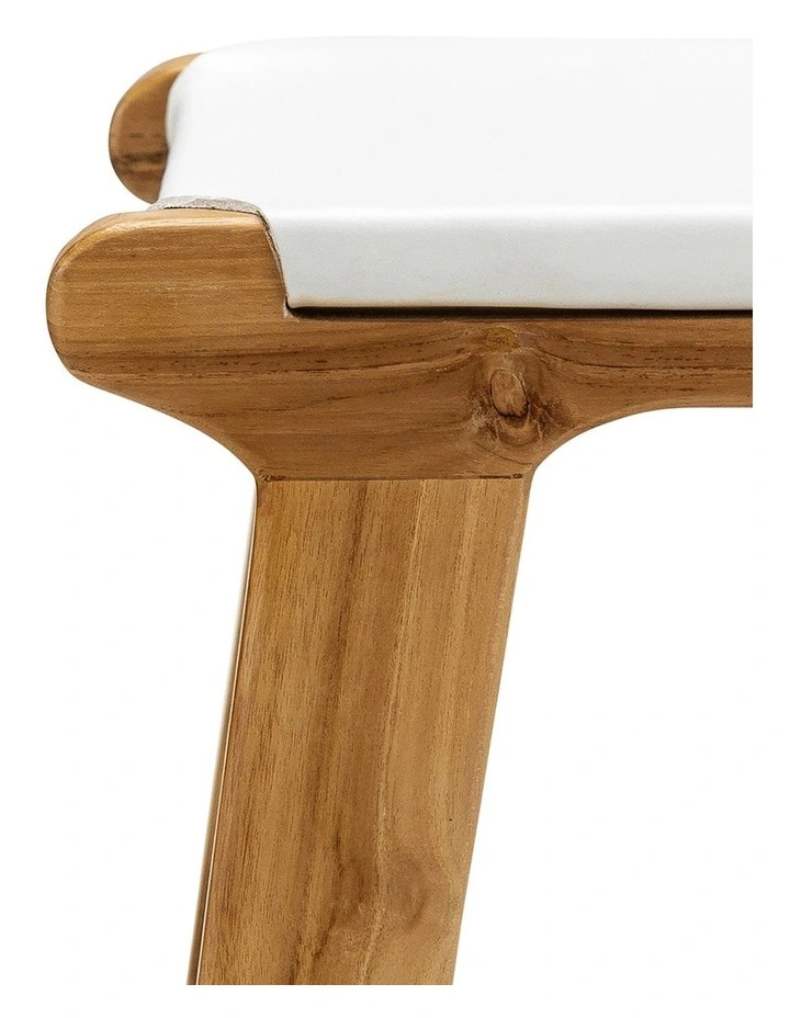 Casey Flat Leather Barstool 66cm In White image 5