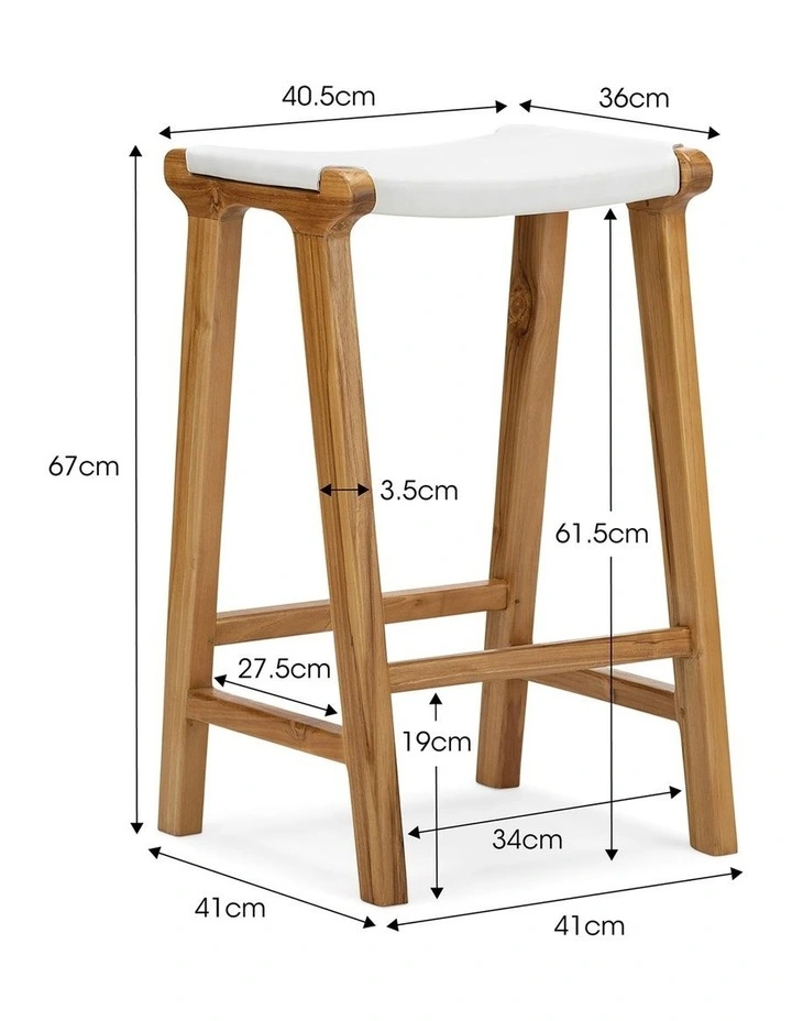 Casey Flat Leather Barstool 66cm In White image 7