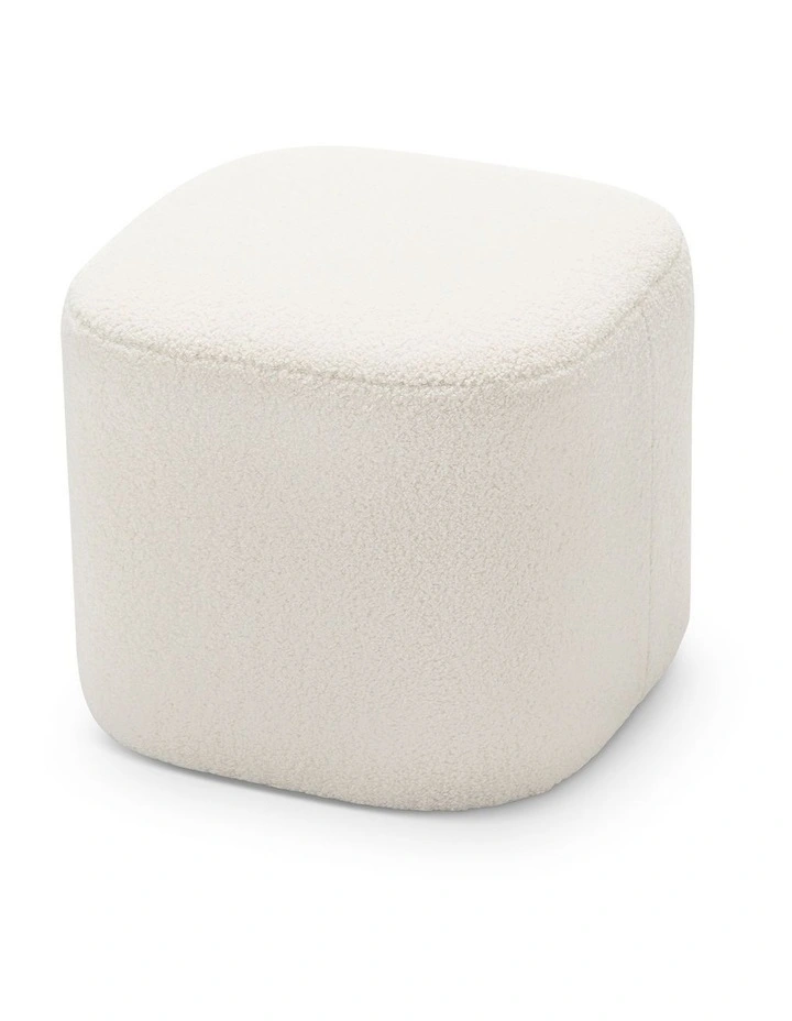 Podd Square Ottoman Stool In Boucle Cream image 3
