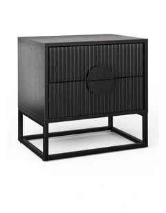 Braxton Ripple Bedside Table In Black Oak