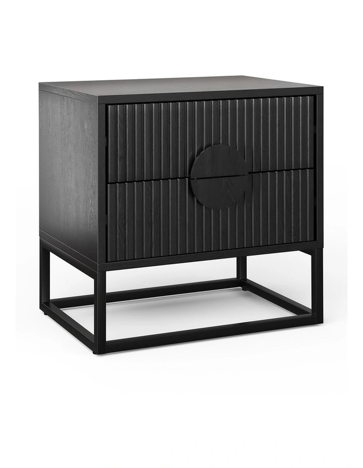 Braxton Ripple Bedside Table In Black Oak image 1