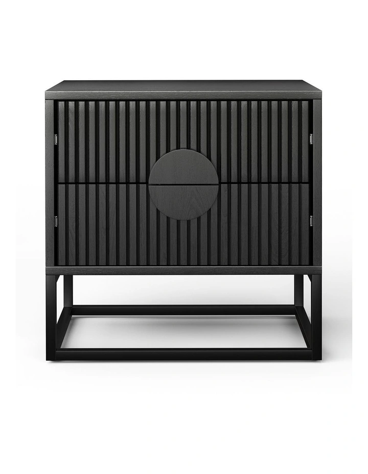 Braxton Ripple Bedside Table In Black Oak image 3