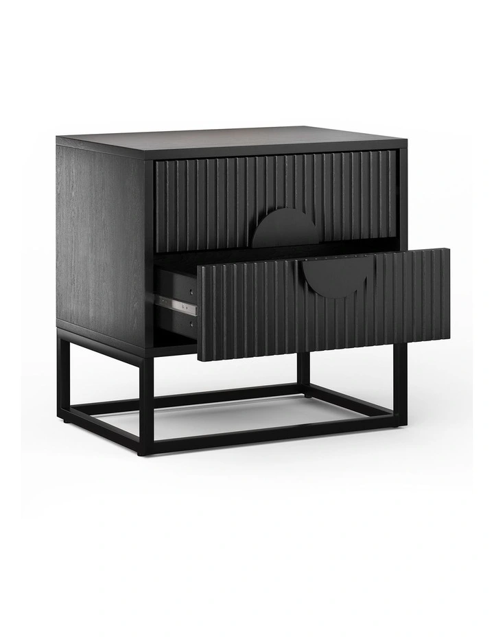 Braxton Ripple Bedside Table In Black Oak image 4