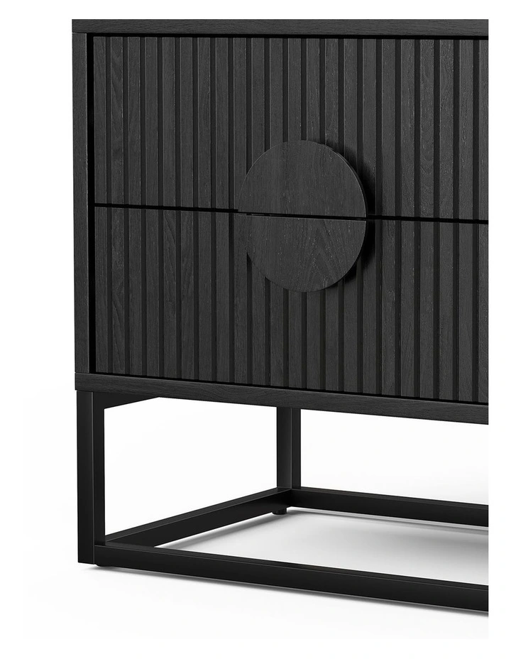 Braxton Ripple Bedside Table In Black Oak image 5