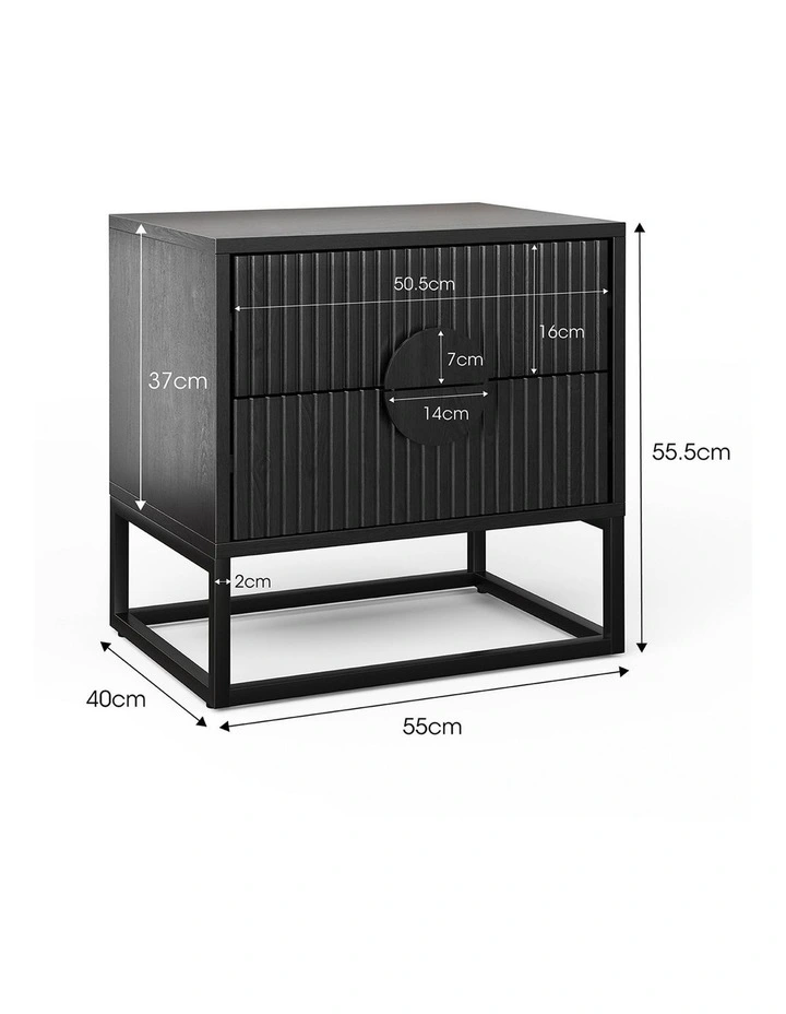 Braxton Ripple Bedside Table In Black Oak image 6