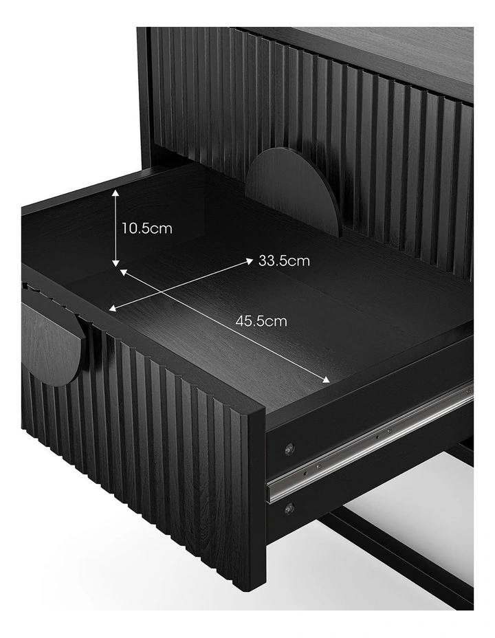 Braxton Ripple Bedside Table In Black Oak image 7