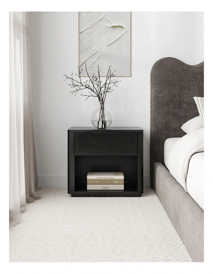 Marcus 1 Drawer Bedside Table In Black image 2