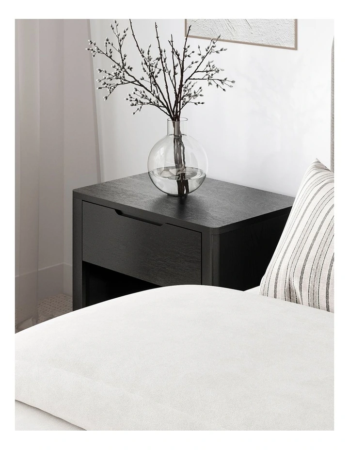 Marcus 1 Drawer Bedside Table In Black image 3