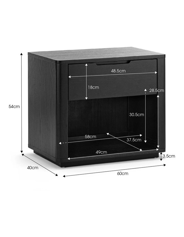 Marcus 1 Drawer Bedside Table In Black image 6