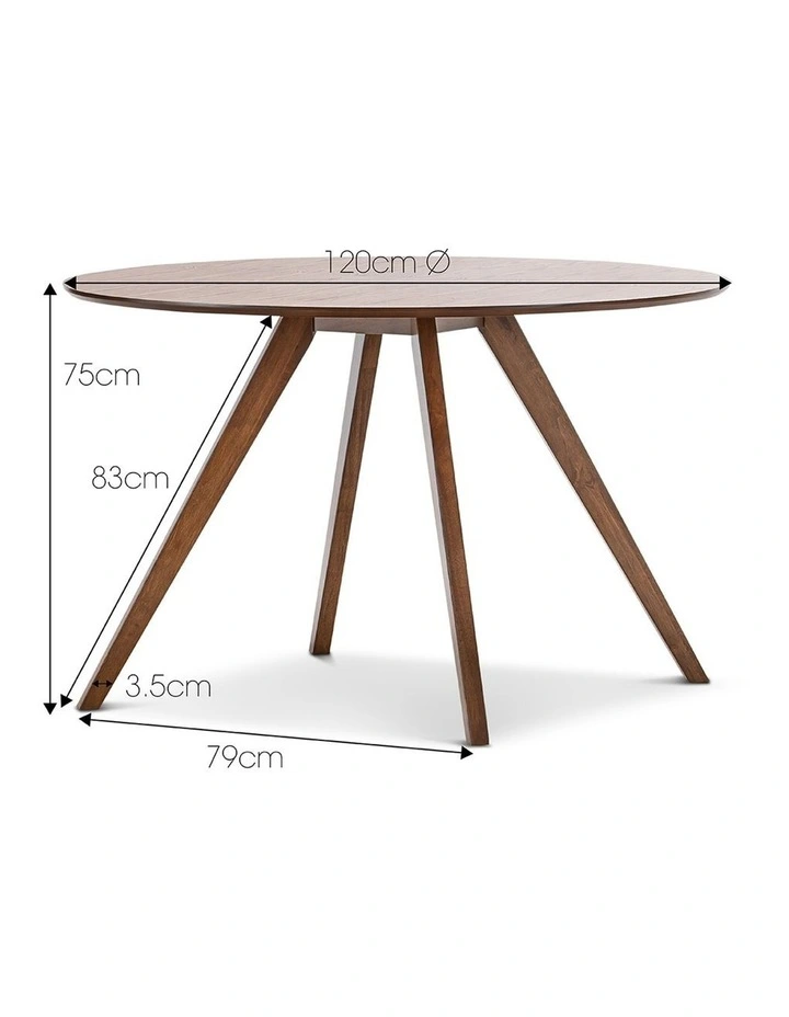 Milari Round Dining Table 120cm in Walnut image 5