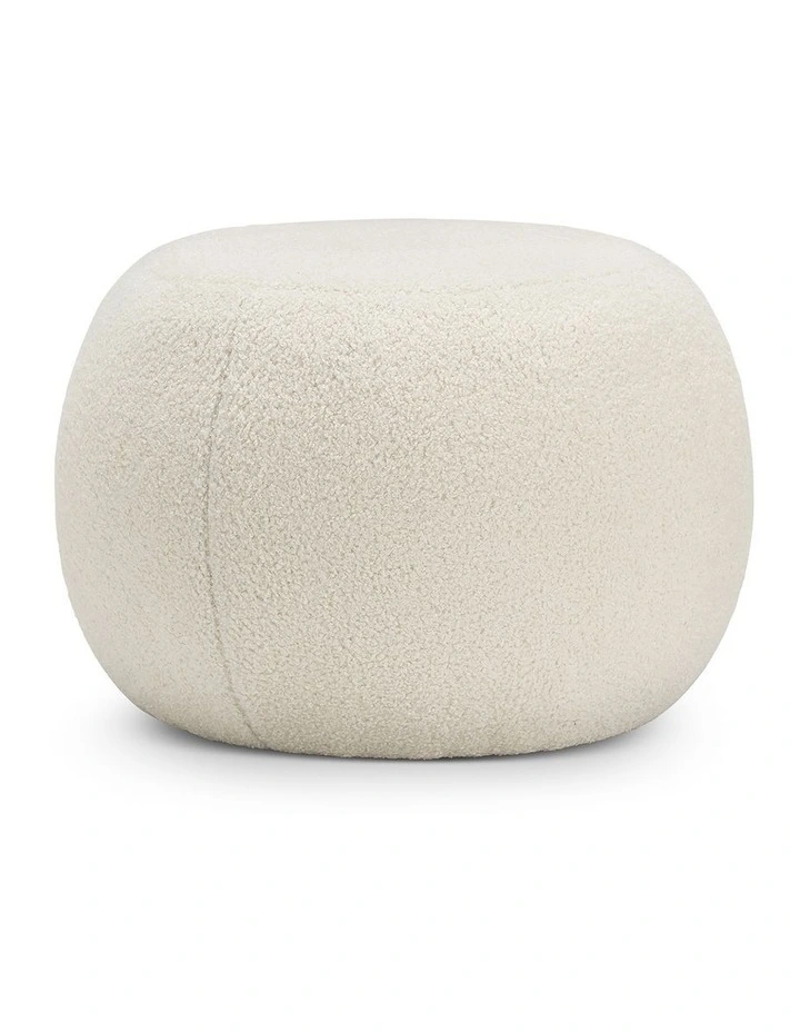 Venus Round Ottoman Pouf In Boucle Cream image 1