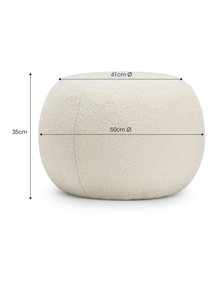 Venus Round Ottoman Pouf In Boucle Cream image 6