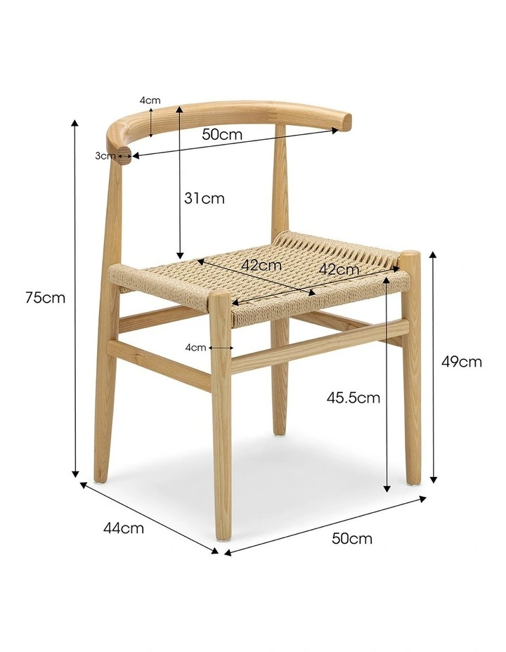 Oskar Ashwood Woven Cord Dining Chair Set Of 2 in Natural image 7