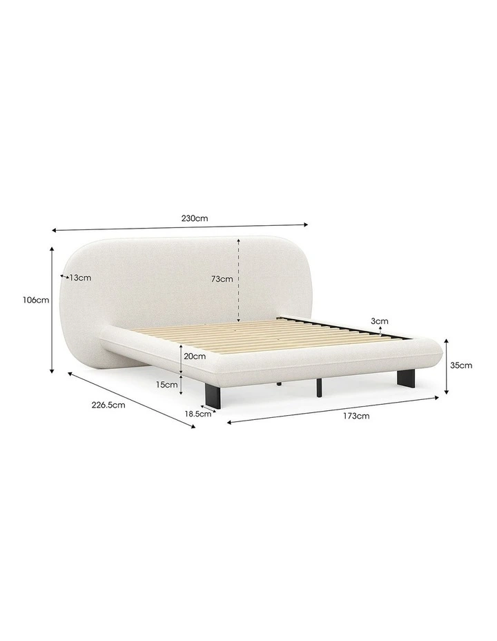 Brune Queen Bed Frame In Canvas Ivory image 7