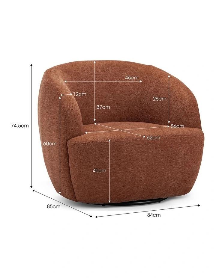 Cuddle Swivel Armchair in Rust Orange image 7