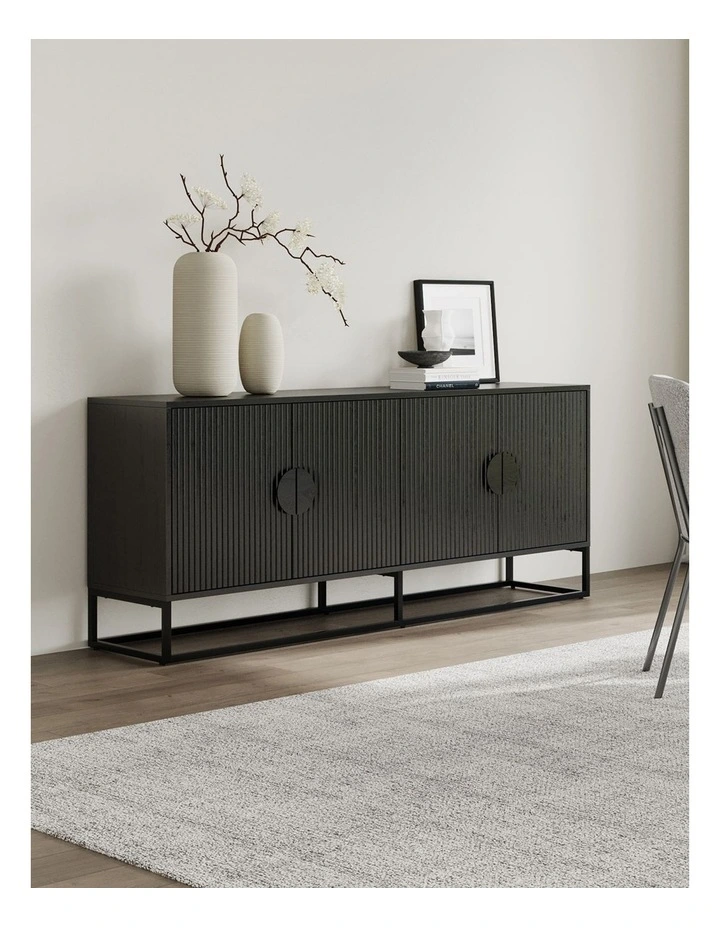 Braxton Ripple Sideboard Buffet In Black Oak image 3