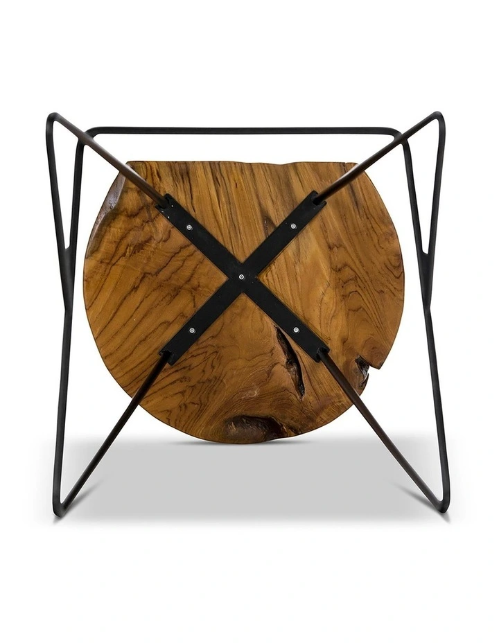 Neato Teak Wood Iron Bar Stool 66cm In Black image 11