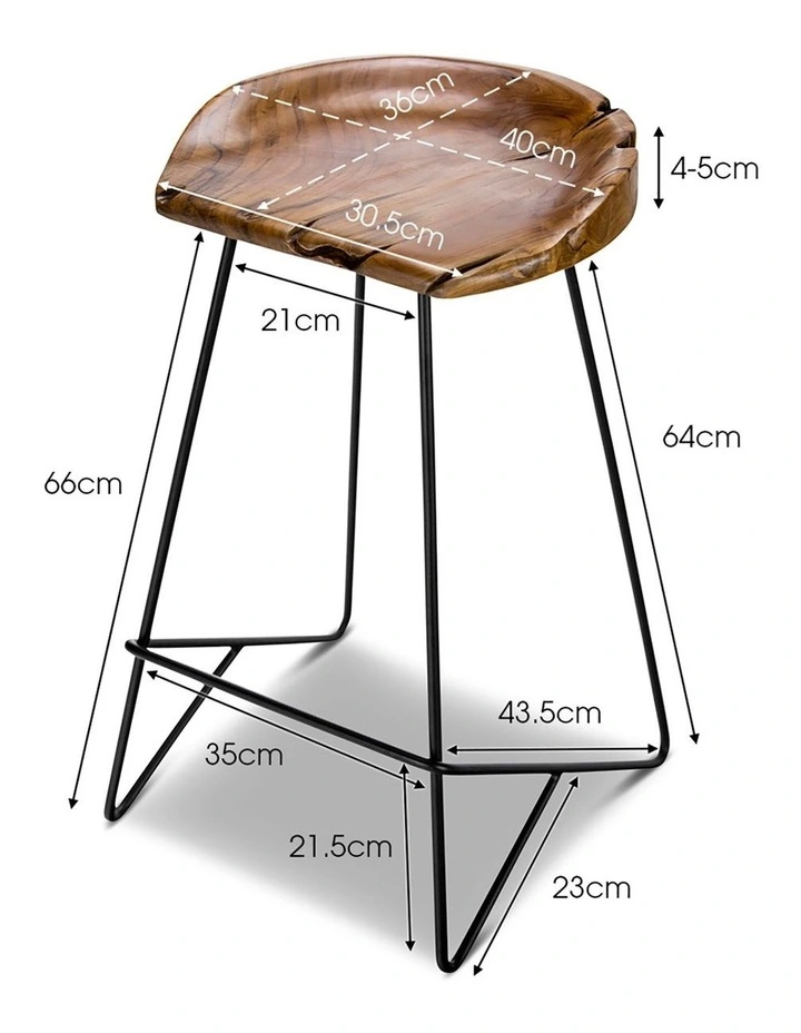 Neato Teak Wood Iron Bar Stool 66cm In Black image 14