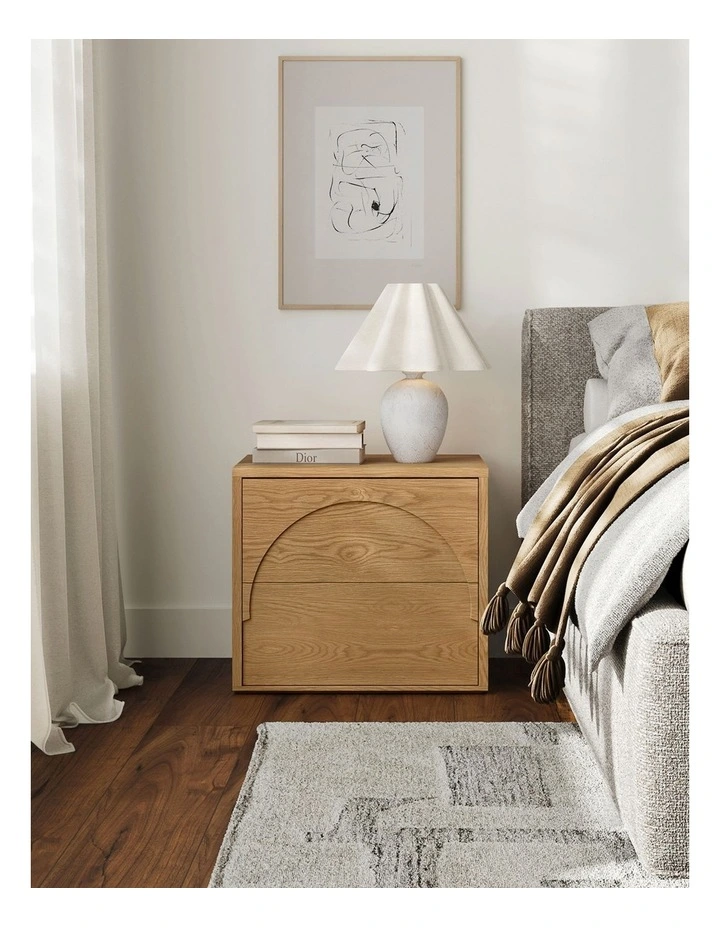 Aurora Arch 2 Drawer Bedside Table In Natural Oak image 2