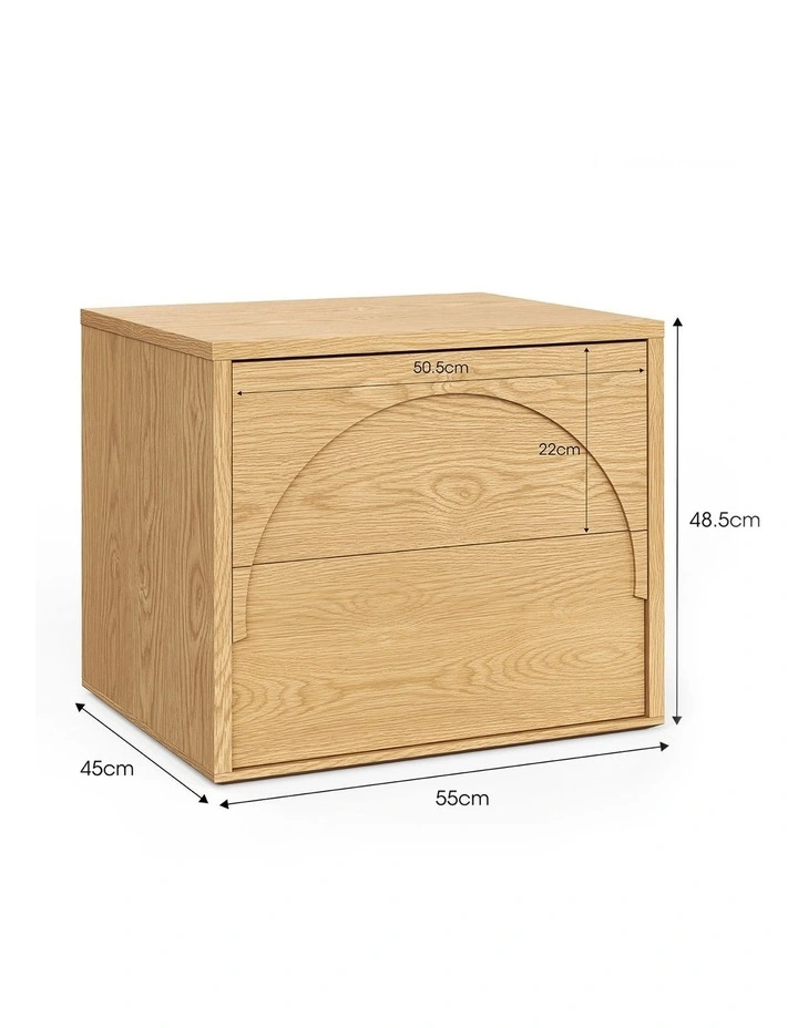 Aurora Arch 2 Drawer Bedside Table In Natural Oak image 6