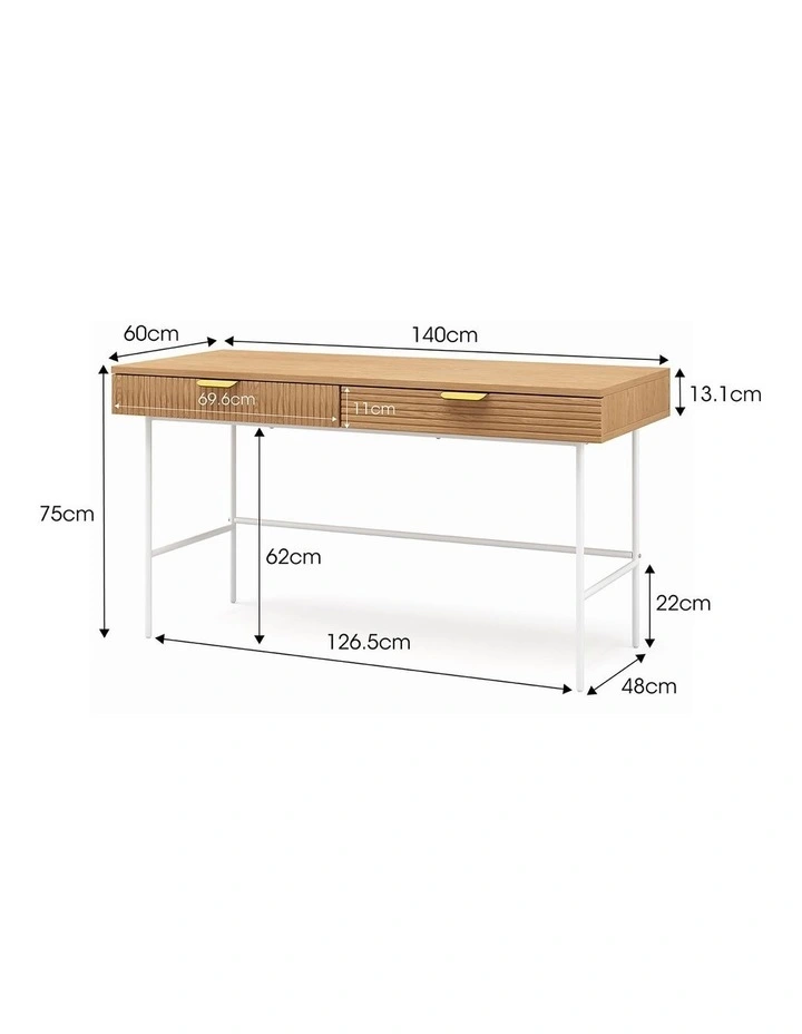 Kina Ripple Desk 140cm in Natural Oak image 6