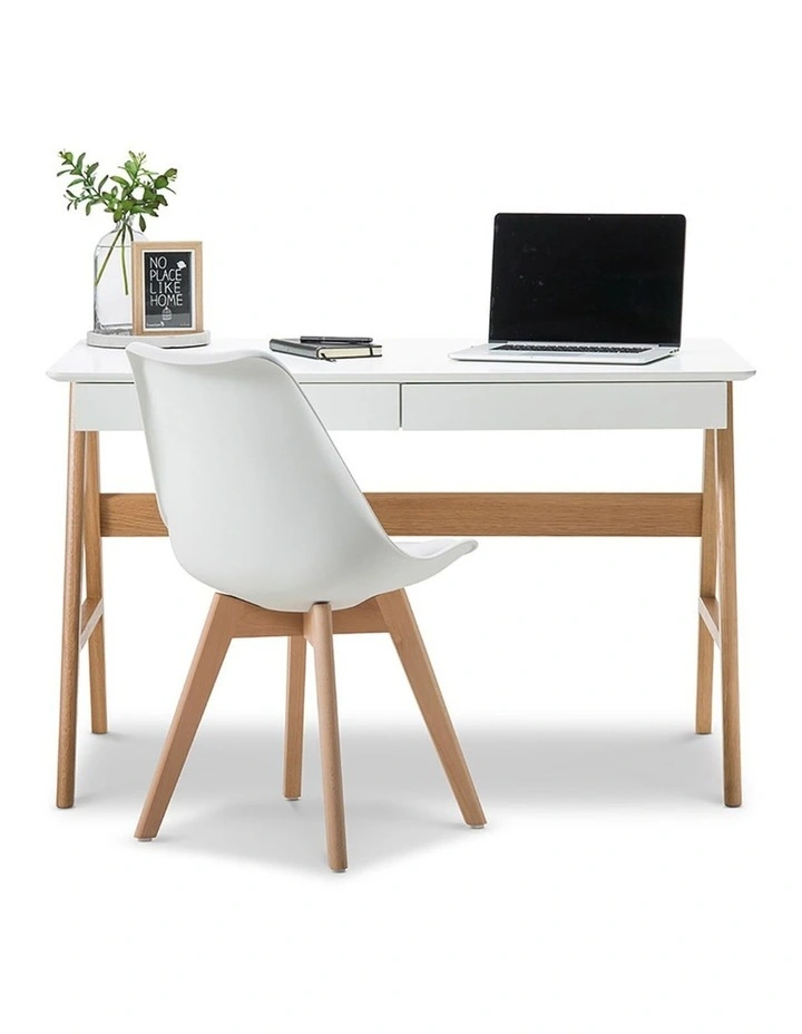 Aleksander 2 Drawer Writing Desk in White & Oak image 2