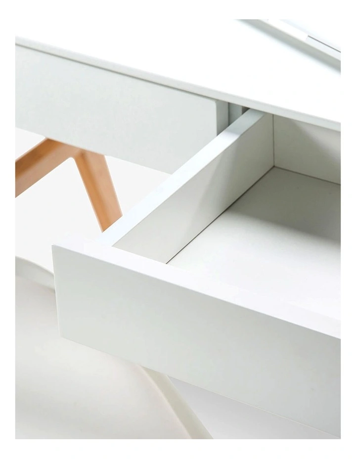 Aleksander 2 Drawer Writing Desk in White & Oak image 5