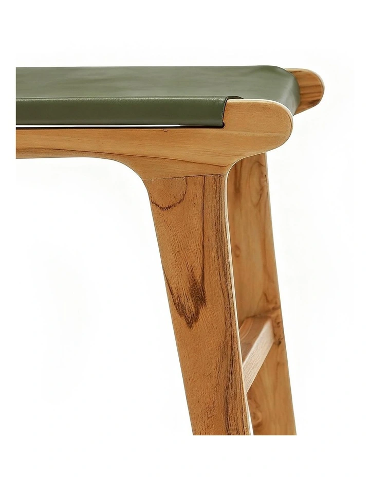Casey Flat Leather Dining Chairs Set Of 2 in Olive Green image 6