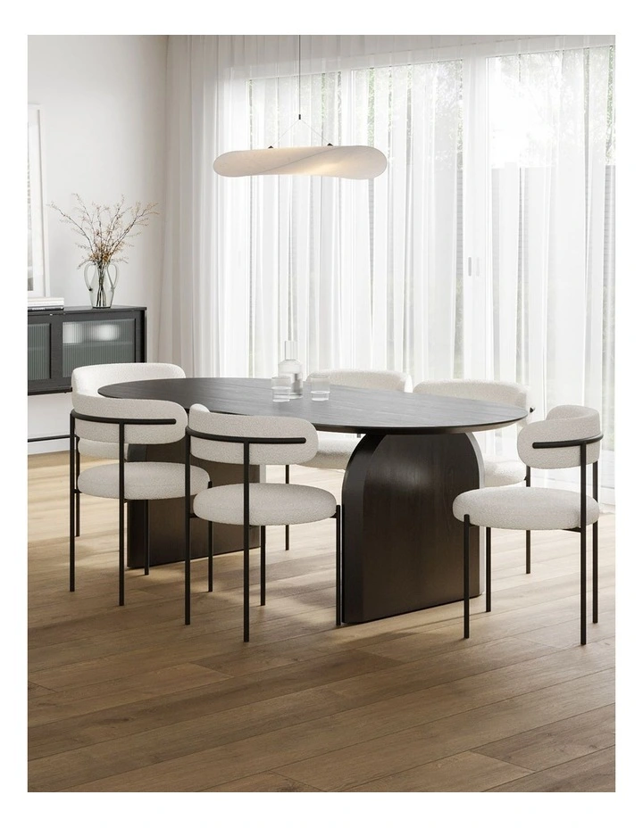 Arco Oval Oak Dining Table 200cm In Black image 2