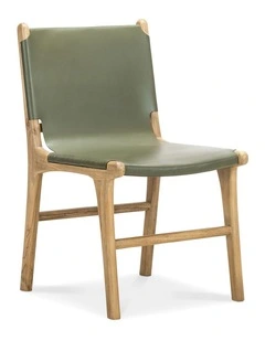 Lazie Leather Sling Dining Chair Set Of 2 in Olive Green