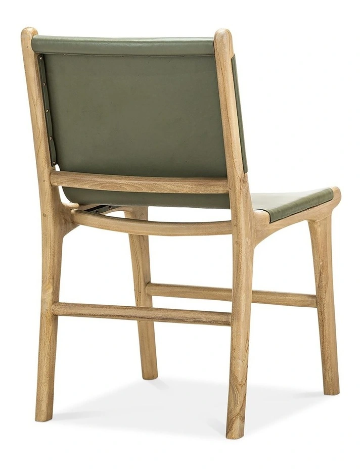 Lazie Leather Sling Dining Chair Set Of 2 in Olive Green image 4