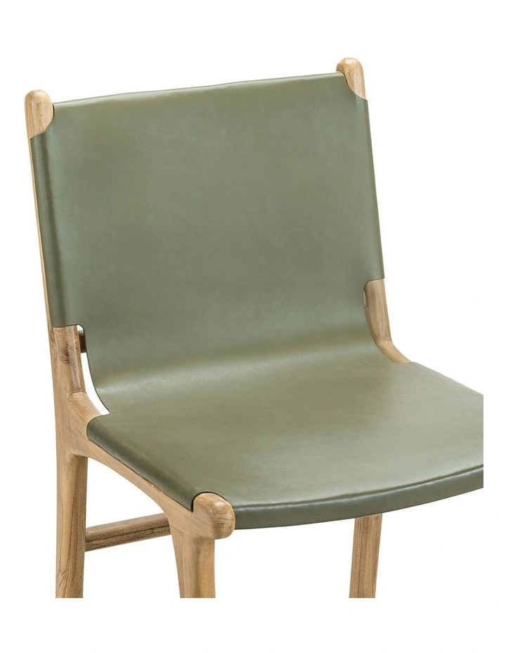 Lazie Leather Sling Dining Chair Set Of 2 in Olive Green image 5