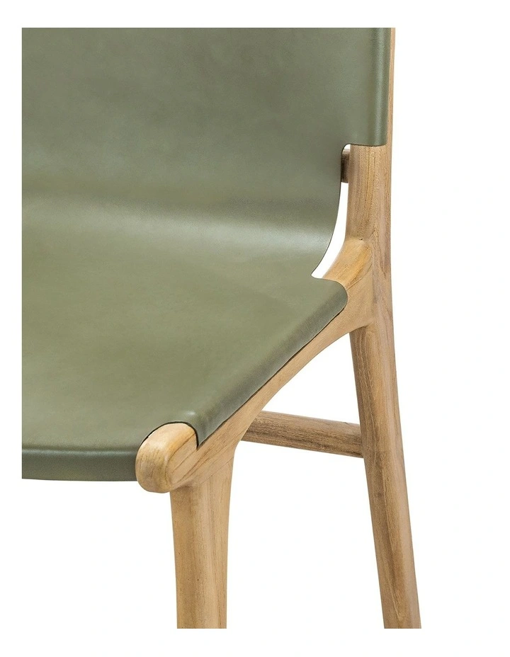 Lazie Leather Sling Dining Chair Set Of 2 in Olive Green image 6
