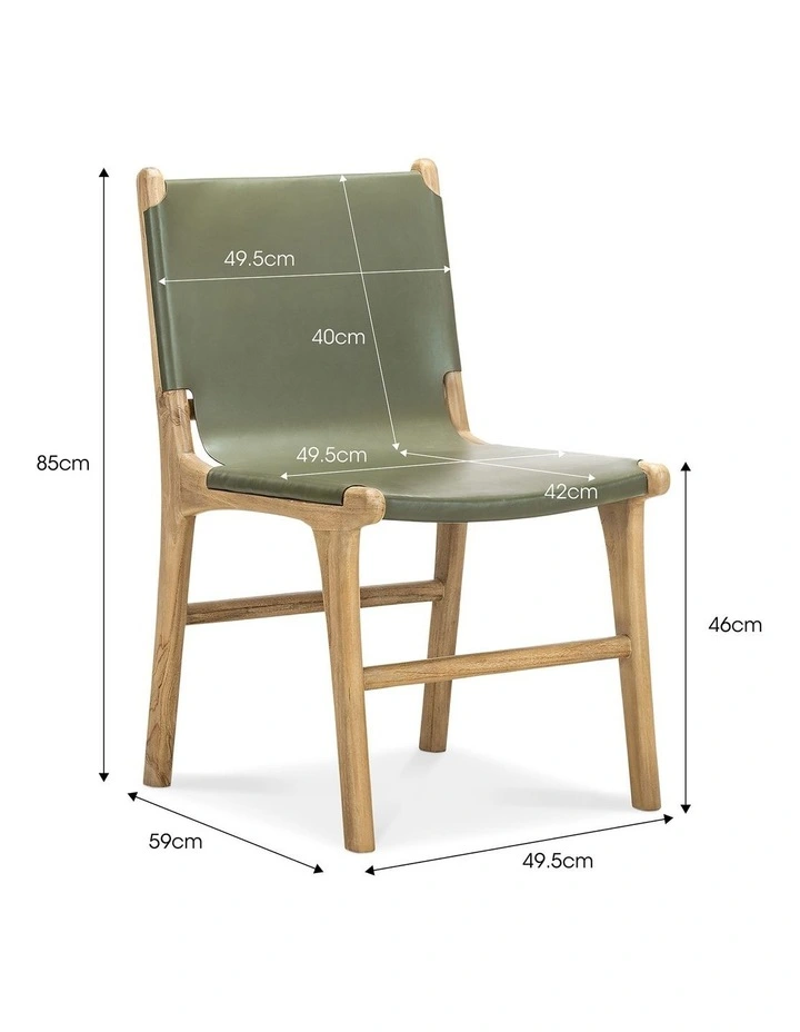 Lazie Leather Sling Dining Chair Set Of 2 in Olive Green image 7
