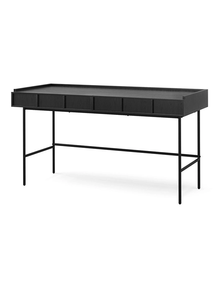 Linea 2 Drawer Desk 140cm in Black Oak image 1