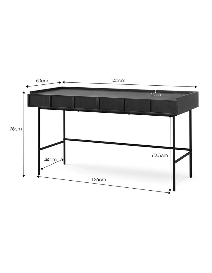 Linea 2 Drawer Desk 140cm in Black Oak image 6