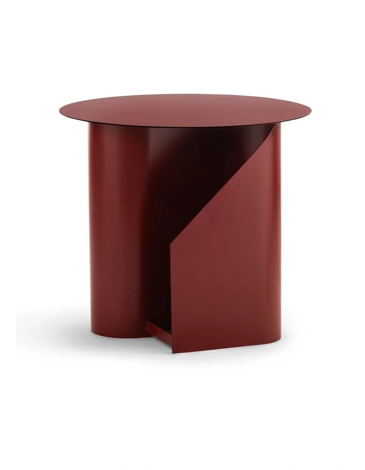 Zeke Round Side Table In Merlot Red image 1
