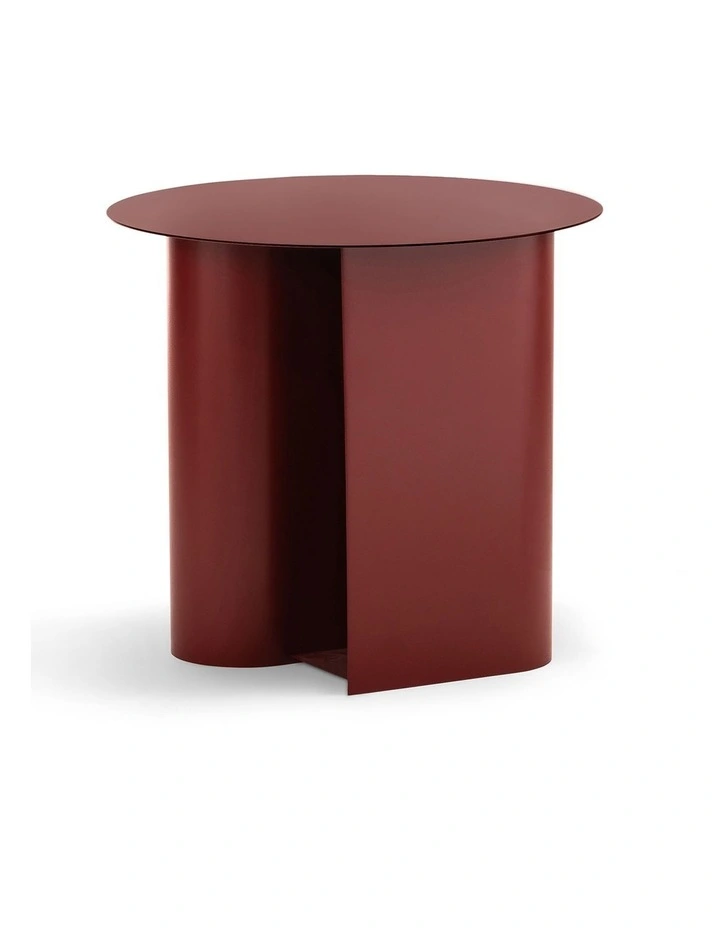 Zeke Round Side Table In Merlot Red image 2