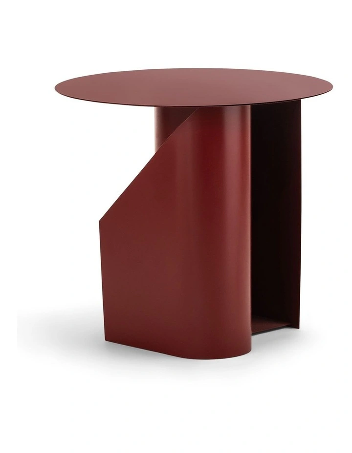 Zeke Round Side Table In Merlot Red image 3