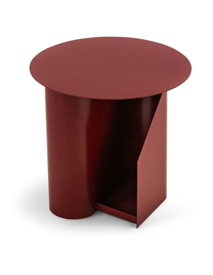 Zeke Round Side Table In Merlot Red image 4