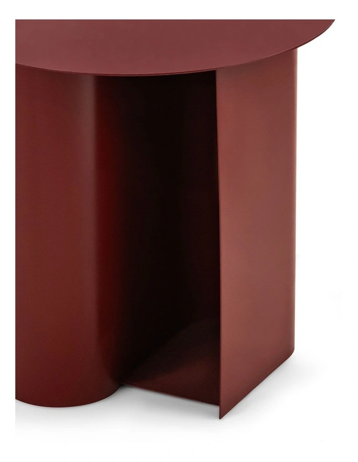 Zeke Round Side Table In Merlot Red image 5