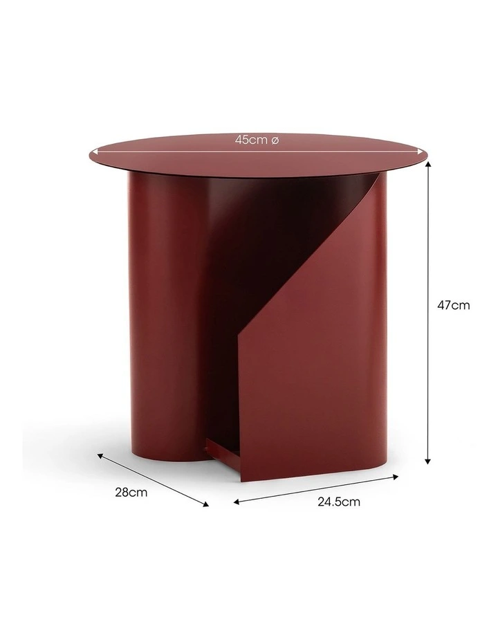 Zeke Round Side Table In Merlot Red image 6