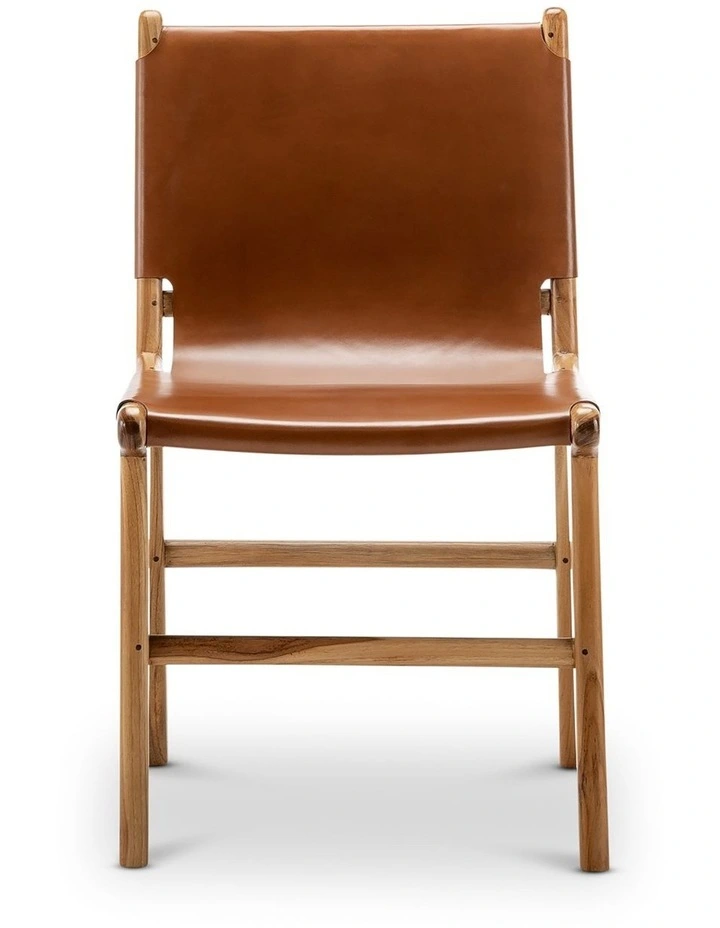 Lazie Leather Sling Dining Chair Set Of 2 in Coco Tan image 3