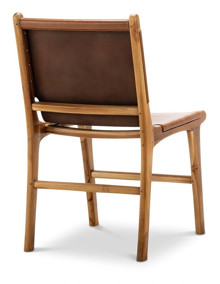 Lazie Leather Sling Dining Chair Set Of 2 in Coco Tan image 4
